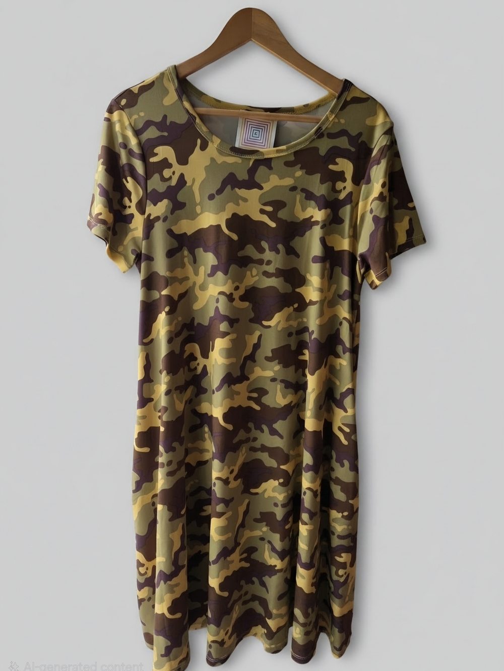 LuLaRoe Jessie Women’s Tee Dress in Olive & Brown Camo - Large NWT